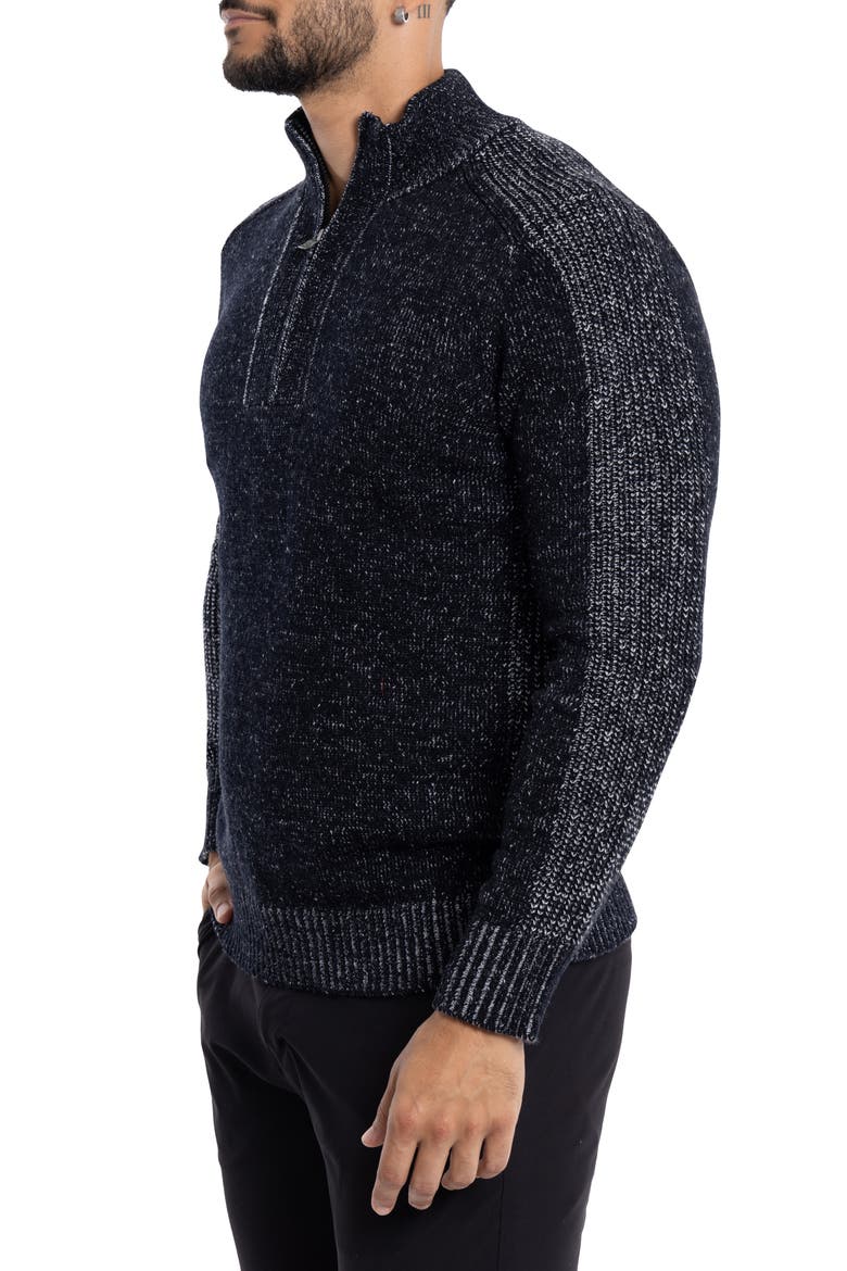 Quarter Zip Marble Knit Sweater, Alternate, color, NAVY MARBLE