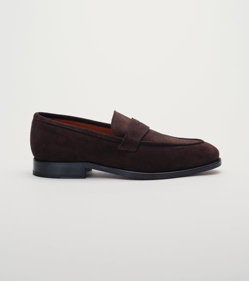 Jack Erwin Luke Leather Dress Penny Loafer in Dark Brown Suede  product