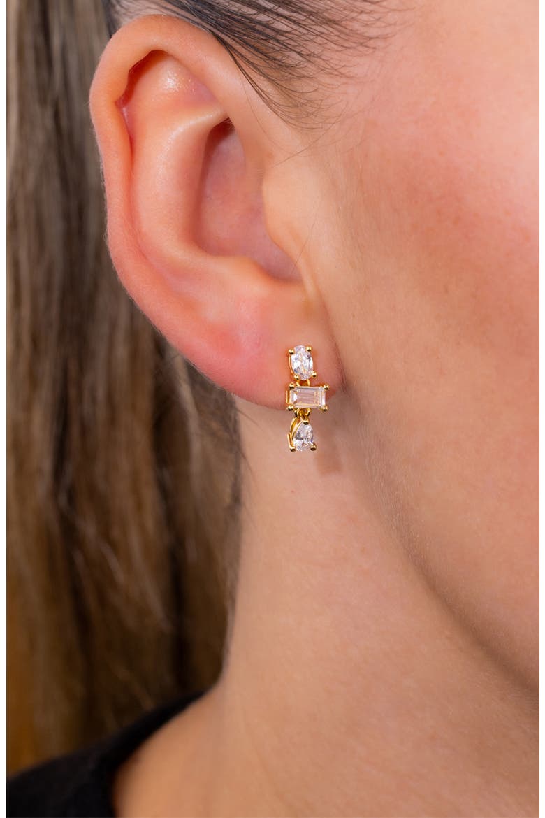 Celeste Cubic Zirconia Drop Stud Earrings, Alternate, color, GOLD