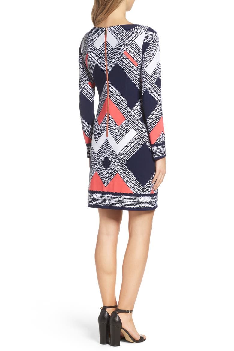 Crepe Shift Dress, Alternate, color, NAVY MULTI