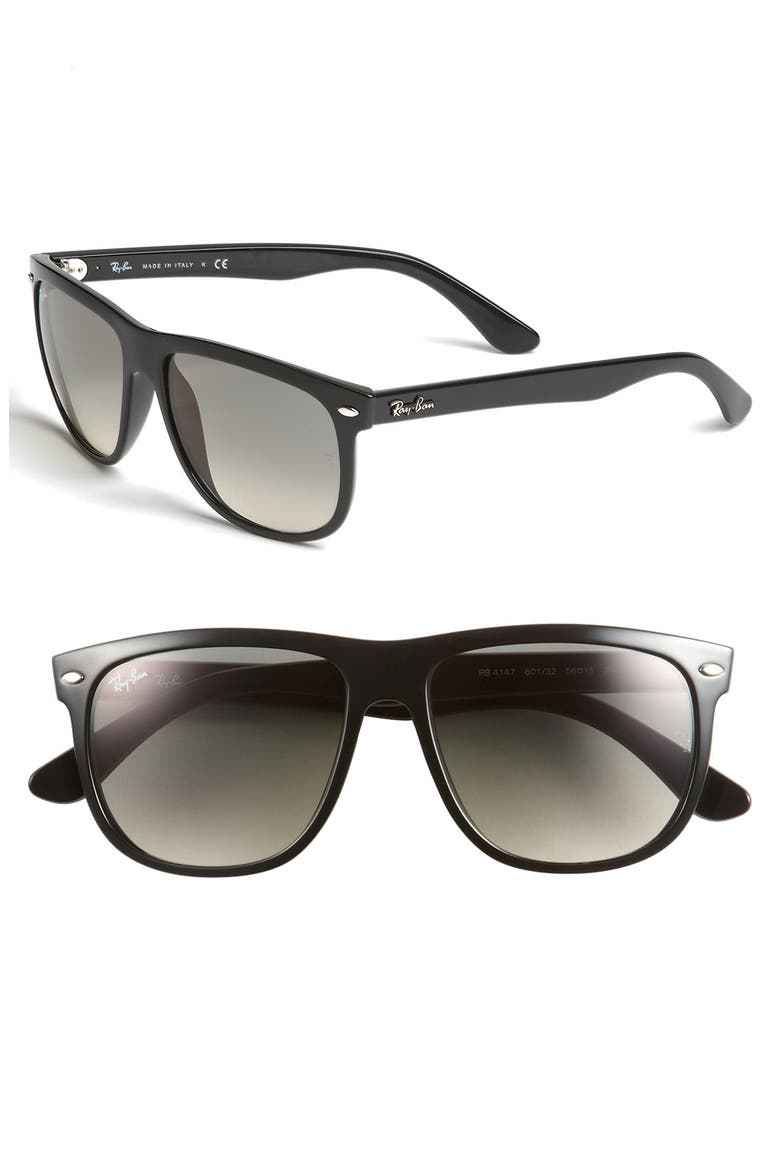'Boyfriend Flat Top Frame' 56mm Sunglasses, Main, color, BLK GRAD