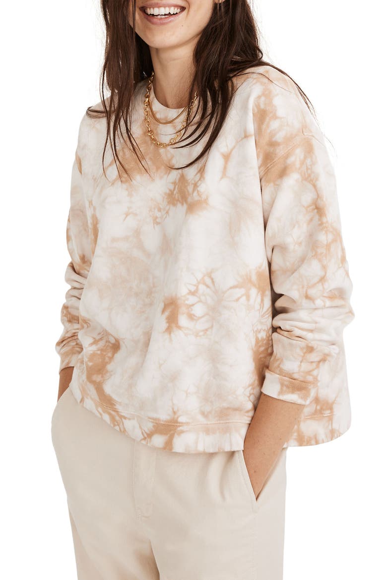 Tie Dye Swing Sweatshirt, Main, color, EARTHEN SAND