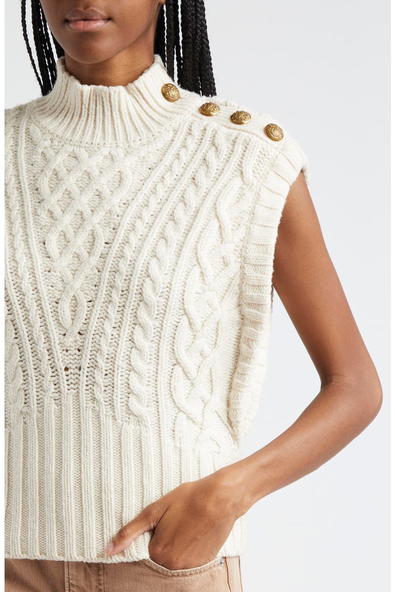 Holton Wool Button Shoulder Cap Sleeve Sweater, Alternate, color, IVORY