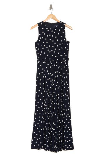 Tommy Hilfiger Polka Dot Sleeveless Tie Waist Crop Jumpsuit