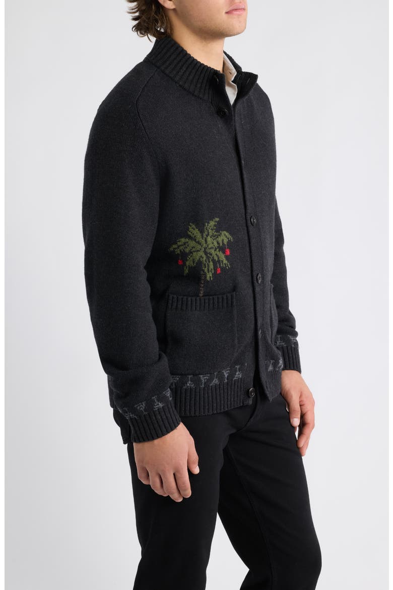 Beachy Claus Button Neck Cardigan, Alternate, color, BLACK HEATHER