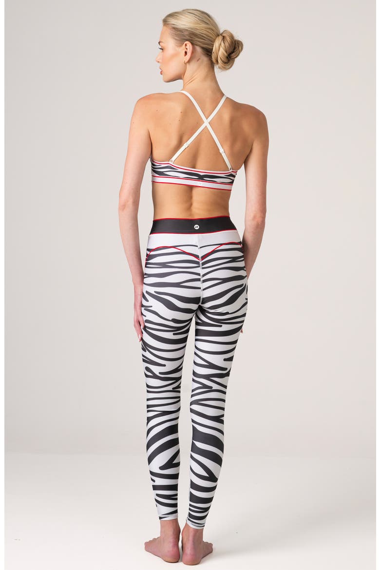 Zebra Stripe High-Waisted Leggings, Alternate, color, White