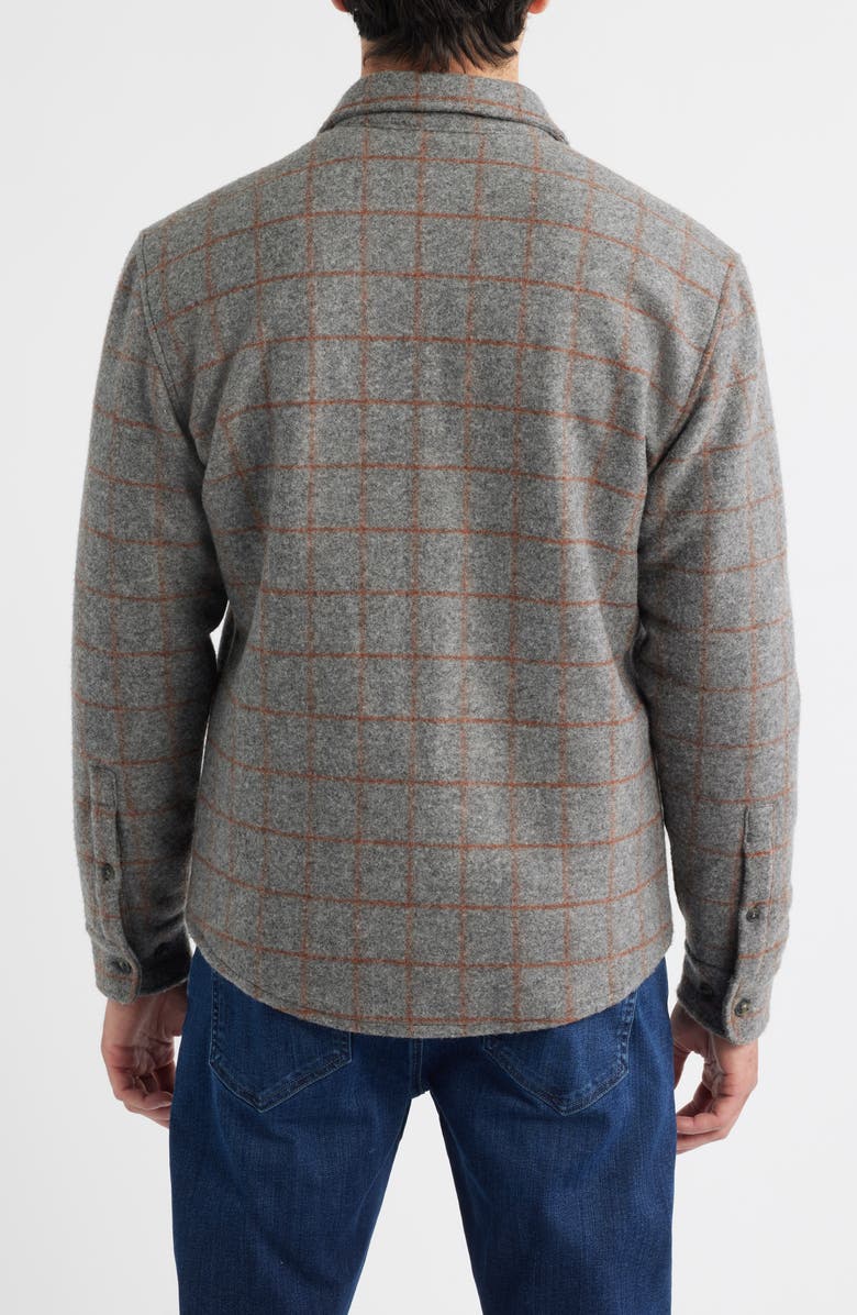 johnnie-O McDowell Insulated Windowpane Check Felted Button-Up Shirt Jacket, Alternate, color, Charcoal