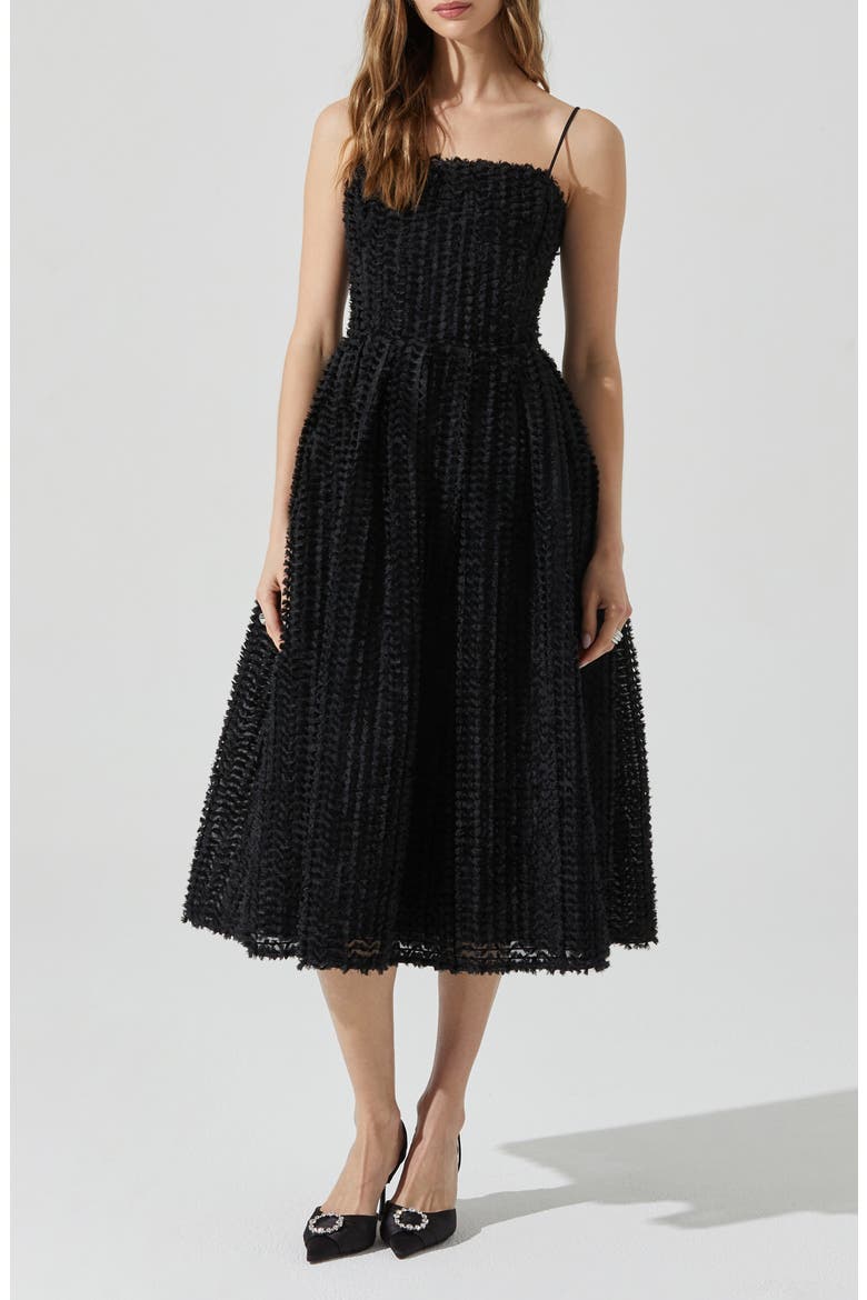 Avani Fit & Flare Midi Dress, Main, color, BLACK