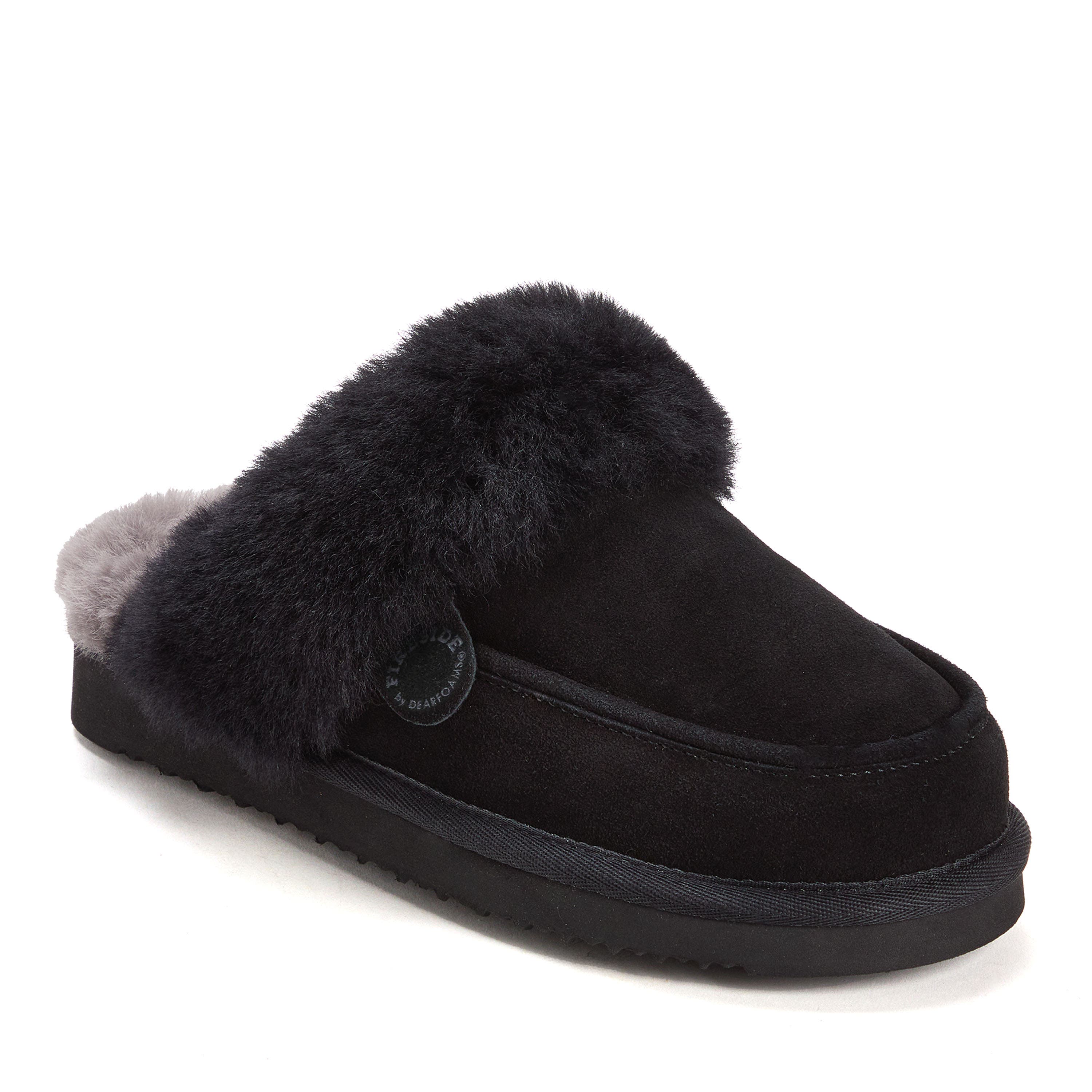 DEARFOAMS Fireside Melville Genuine Shearling Scuff Slipper, Main, color, Black