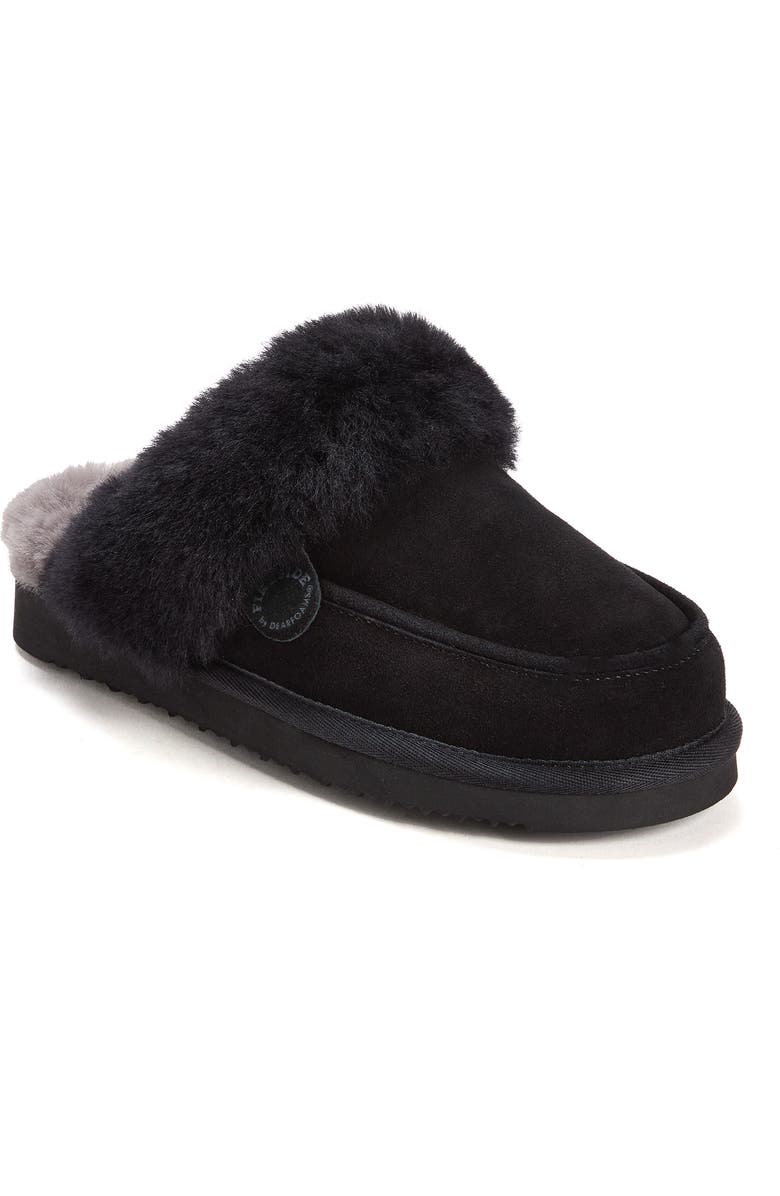 DEARFOAMS Fireside Melville Genuine Shearling Scuff Slipper, Main, color, Black