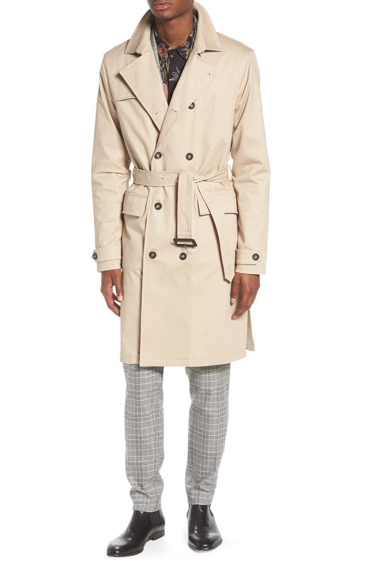 Peached Trench Coat, Alternate, color, STONE