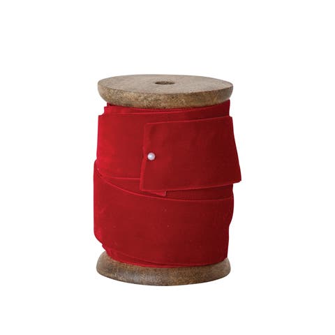 Velvet Ribbon on Mango Wood Spool