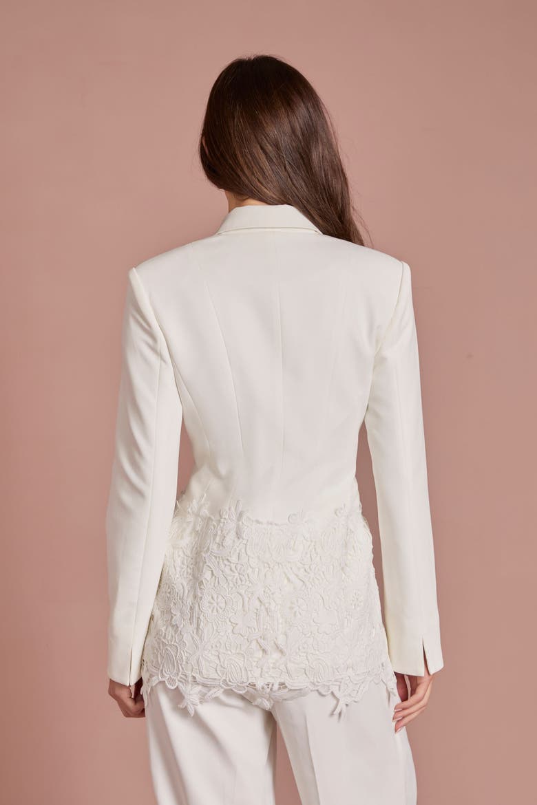 Longline Floral Embroidered Blazer, Alternate, color, Ivory