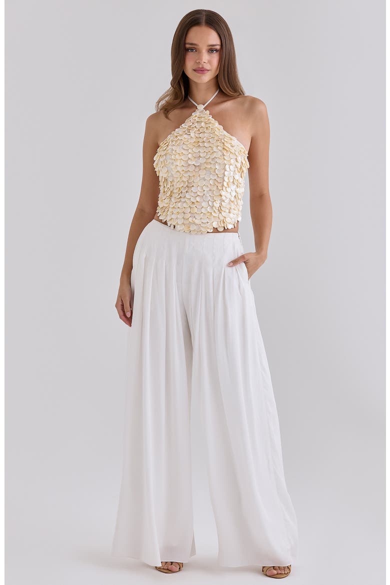 Alina Pleated Wide Leg Pants, Alternate, color, WHITE