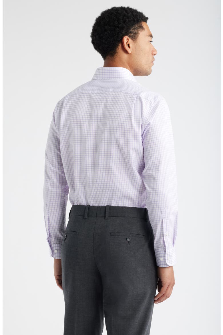 Trim Fit Grid Dress Shirt, Alternate, color, WHITE- PURPLE TWILL GRID