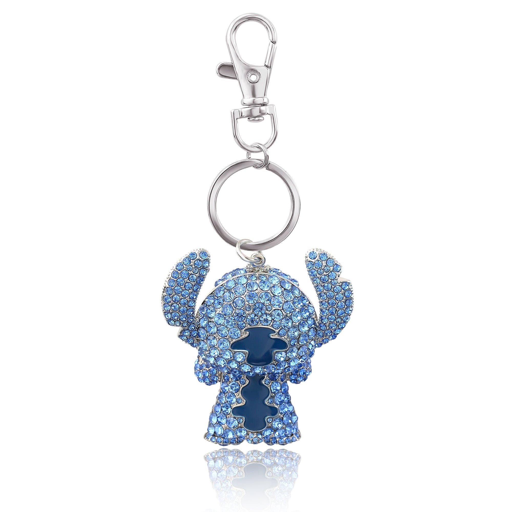 Disney Stitch Pave 3D Bling Keychain Bag Charm, Alternate, color, Blue, Silver