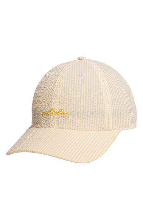 Logo Seersucker Stripe Adjustable Baseball Cap