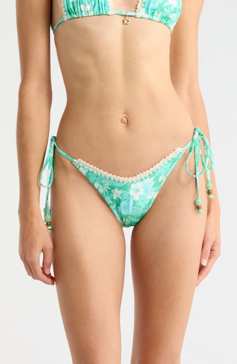 Crochet Dipped Side Tie Bikini Bottoms