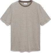 MANGO Slim Fit Stripe Linen Blend T-Shirt