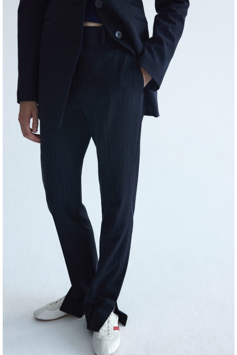 Pinstripe Suit Trousers, Main, color, NAVY