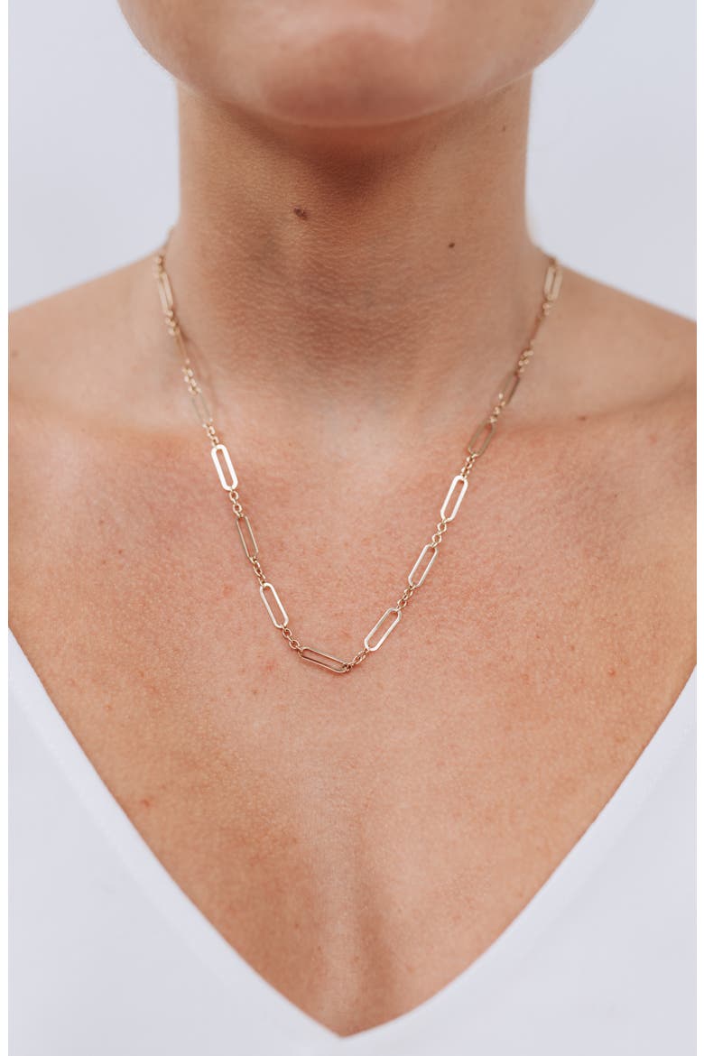 Open Link Paper Clip Chain Necklace, Alternate, color, GOLD