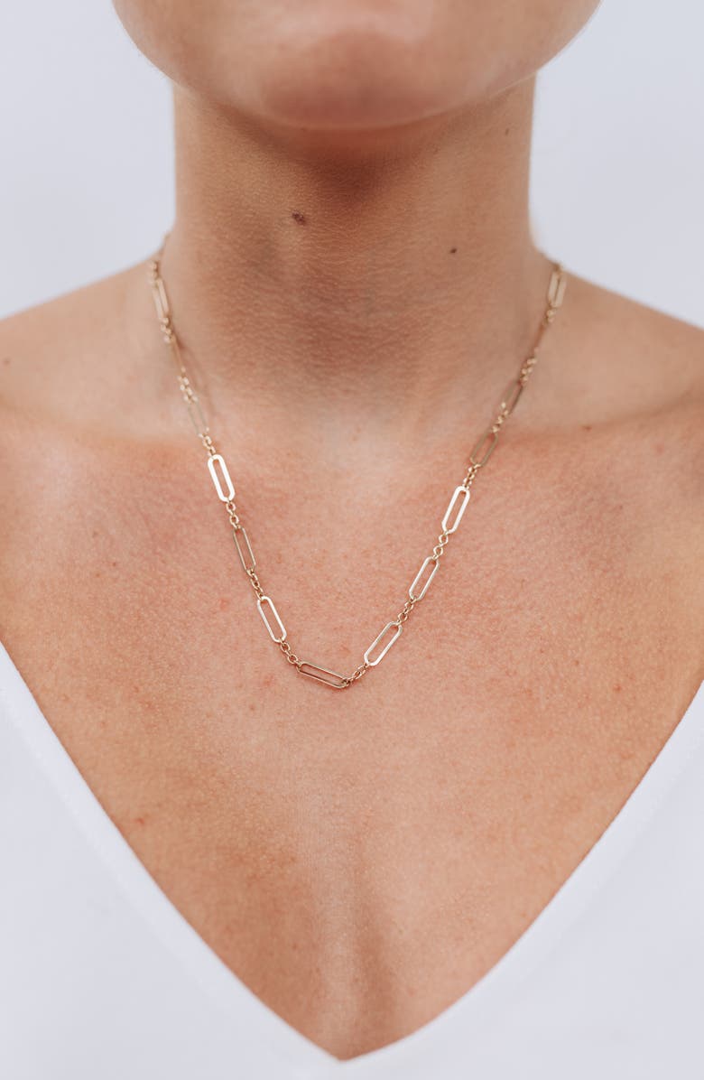 Anzie Open Link Paper Clip Chain Necklace, Alternate, color, Gold