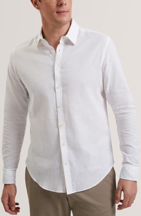 Prynn Regular Fit Linen & Cotton Button-Up Shirt