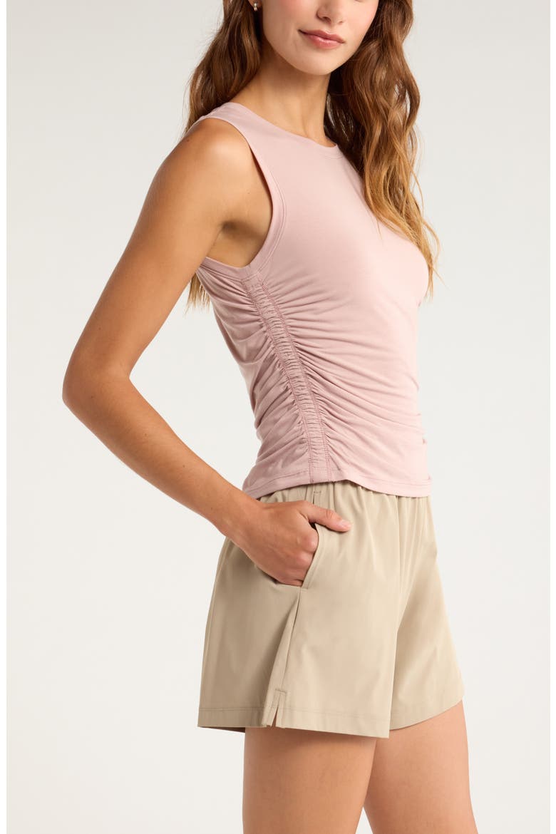 Breathe Ruched Tank, Alternate, color, PINK FAWN