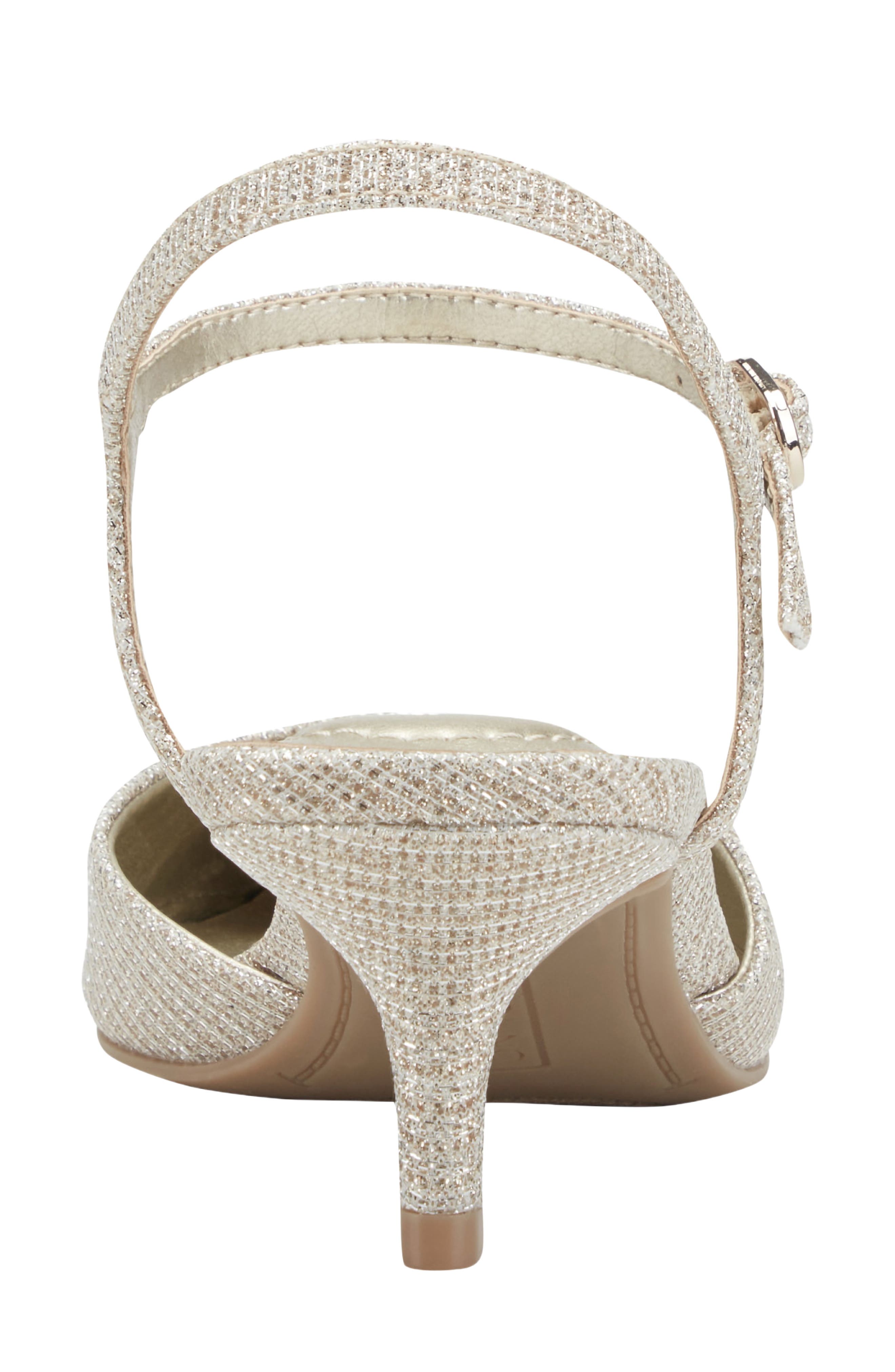 Rose Ankle Strap Pointed Toe Kitten Heel Sandal, Alternate, color, GOLD