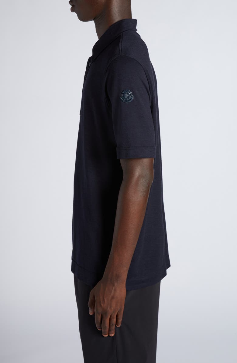 Moncler Logo Patch Flax Piqué Polo, Alternate, color, 