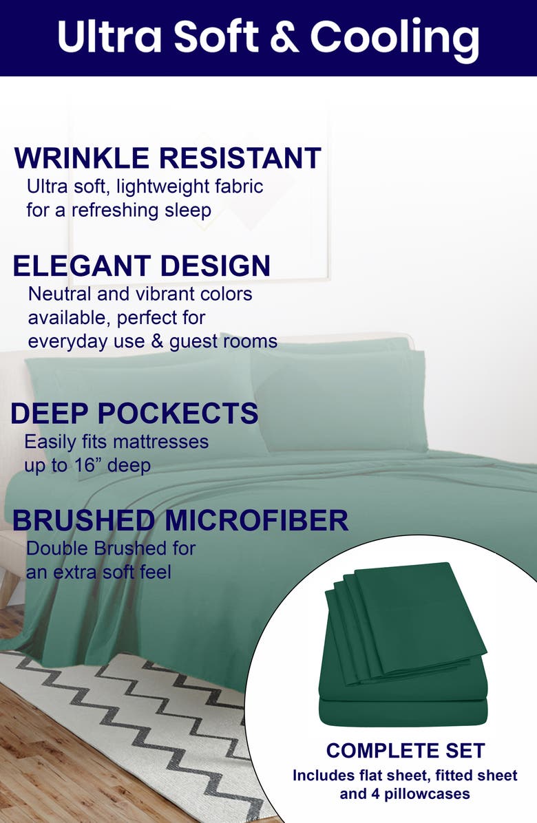 Luxury Home Bright Deep Pocket Premium Sheet Set, Alternate, color, Emerald Green