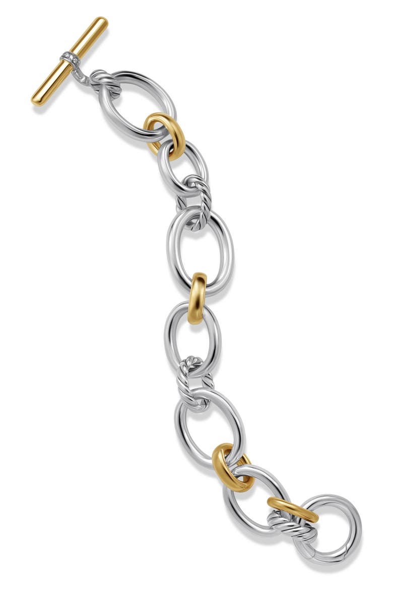 Mercer­™ 18K Gold & Sterling Silver Chain Bracelet with Pavé Diamonds, Alternate, color, STERLING SILVER/18KY GOLD