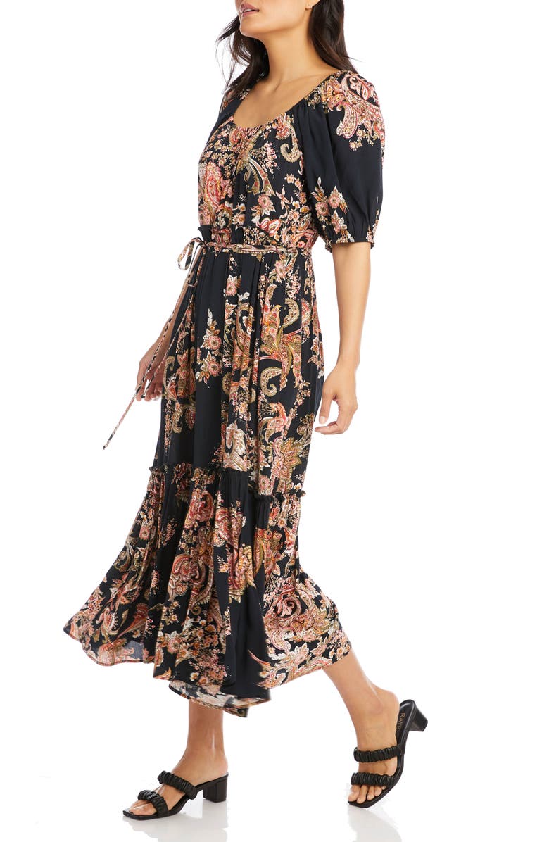 Karen Kane Printed Tie Waist Maxi Dress, Alternate, color,