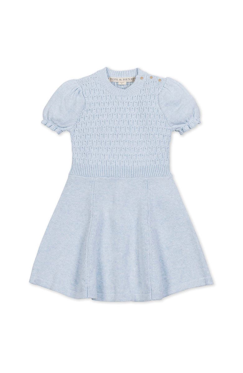 Hope & Henry Kids' Organic Puff Sleeve Sweater Dress, Main, color, Light Blue Heather