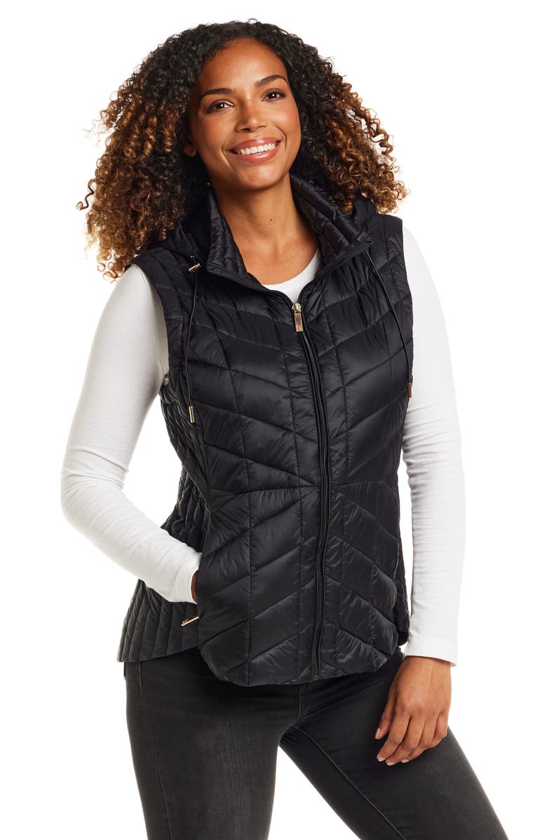 Gallery Quilted Water Resistant Vest with Removable Hood, Alternate, color, 