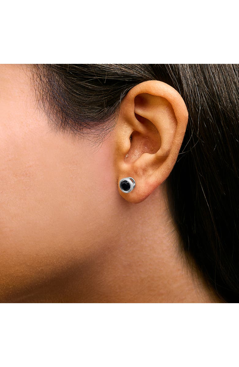 Haus of Brilliance Silver 1.38 Ct Black Diamond Bezel- Stud Earrings with Screw Backs, Alternate, color, White