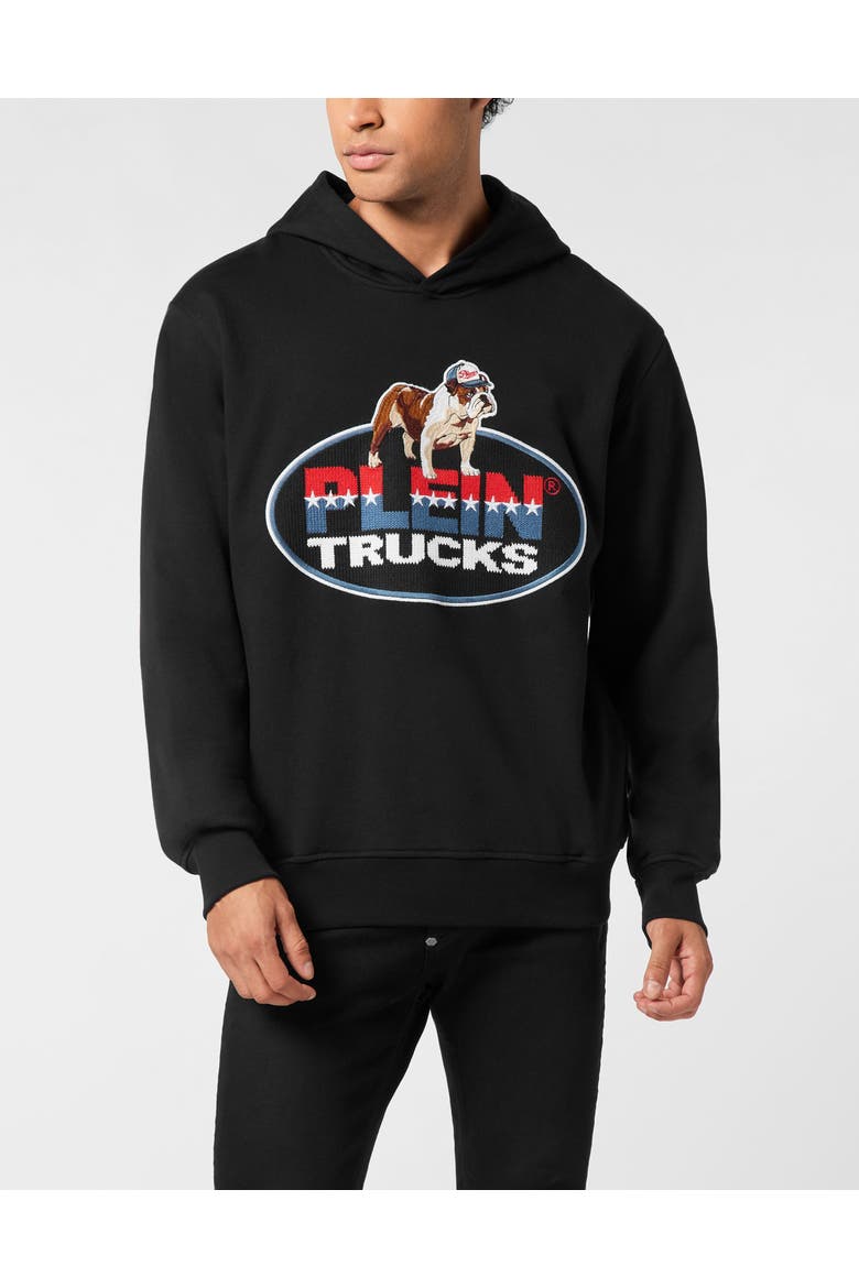 Hoodie Sweatshirt Bulldog Men, Main, color, black