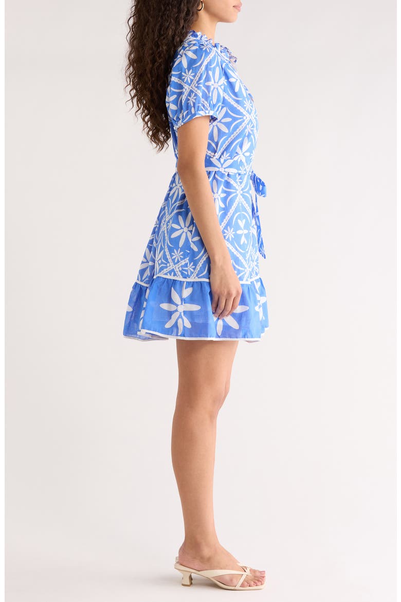 Alexia Floral Susi Minidress, Alternate, color, BLUE-WHITE-MULTI