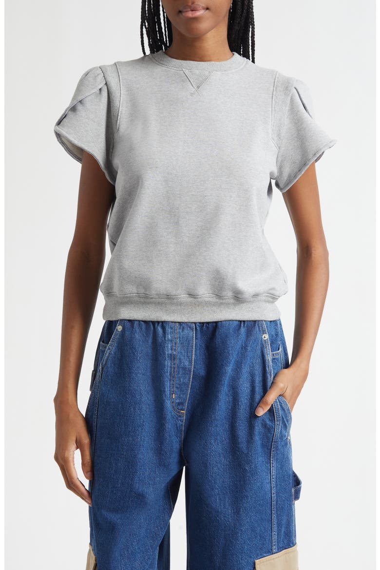 Tulip Sleeve French Terry Sweatshirt, Main, color, GREY MELANGE