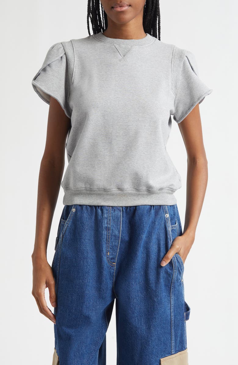 3.1 Phillip Lim Tulip Sleeve French Terry Sweatshirt, Main, color, Grey Melange