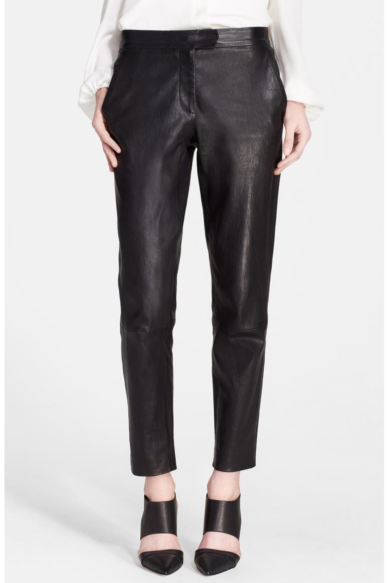 Leather Cigarette Pants, Main, color, BLACK