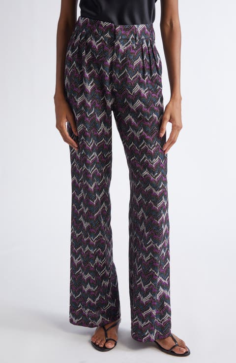 Chevron Stripe Metallic Knit Pants