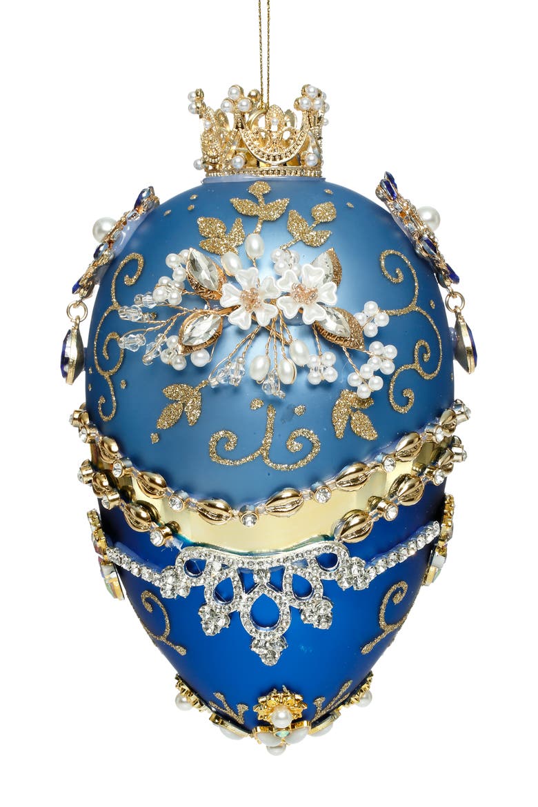 Faberge Jewel Egg Ornament , Blue, Main, color, Dark Blue