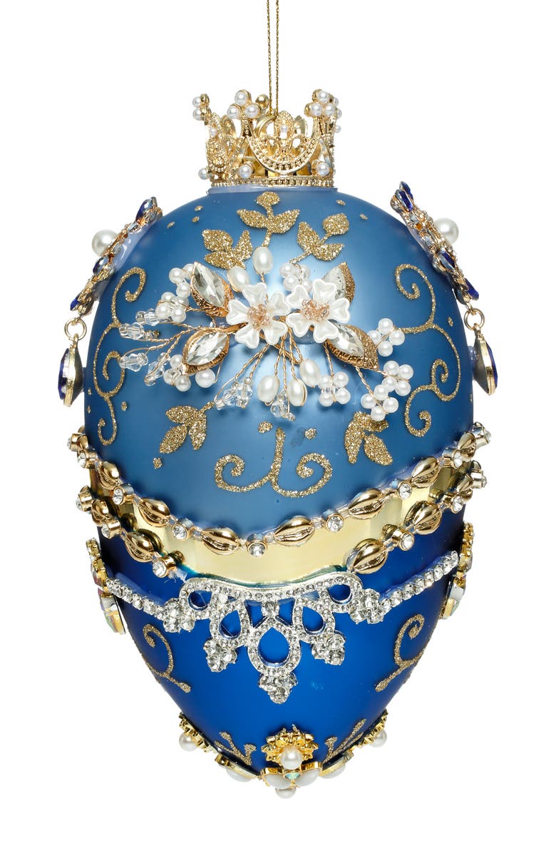 Mark Roberts Faberge Jewel Egg Ornament , Blue, Main, color, Dark Blue