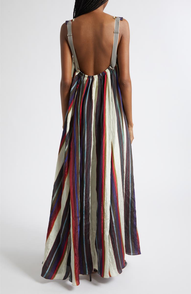 Christopher John Rogers Morris Stripe Crinkled Maxi Dress, Alternate, color, Calla Lily Multi