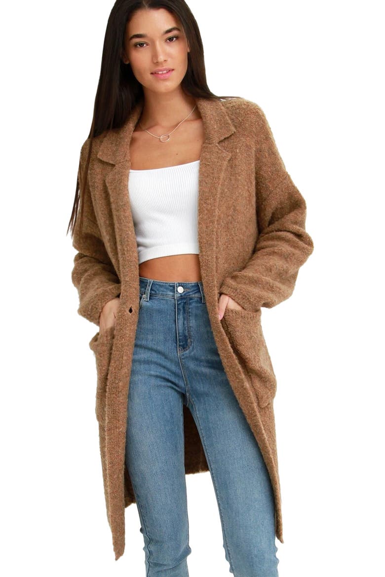 Days Go By Sustainable Blazer Cardigan, Alternate, color, Camel