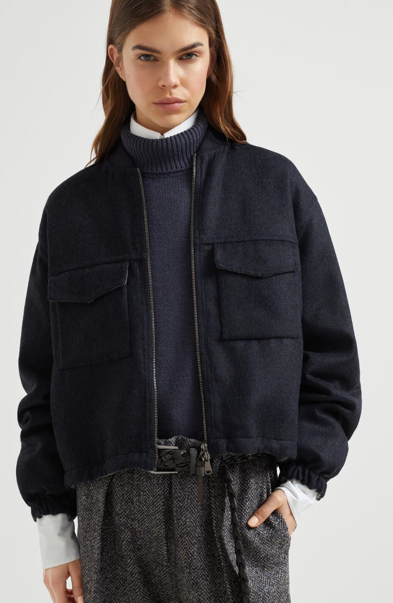 Brunello Cucinelli Hand-crafted bomber jacket, Alternate, color, Night