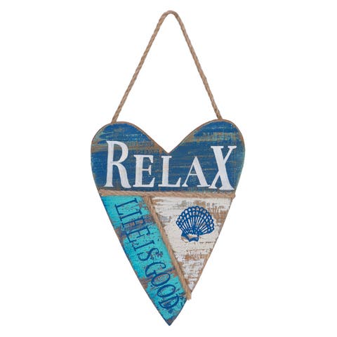 Relax Heart Coastal Hanging Plaque Wall Sign