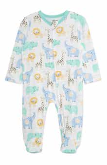 Little Me Jungle Sketch Stretch Viscose Zip Footie