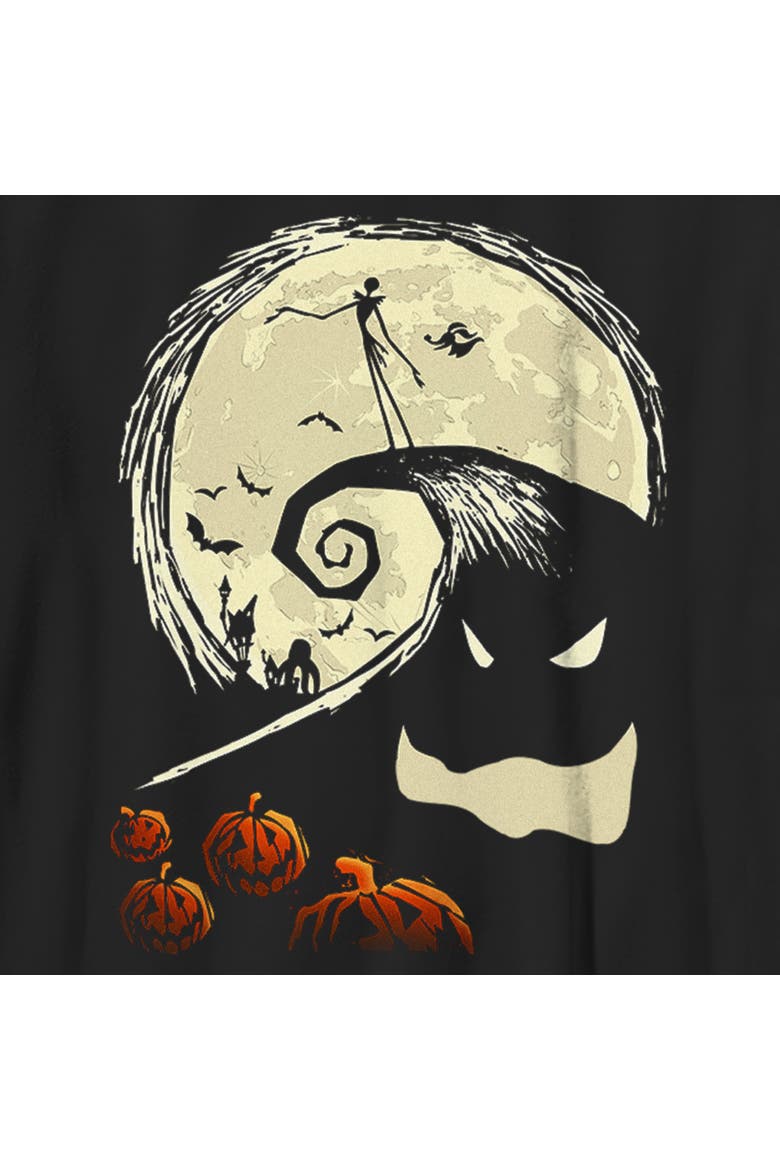 Boy's The Nightmare Before Christmas Spiral Hill Scene T-Shirt, Alternate, color, Black